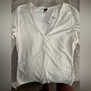 Windsor Classic White Long Sleeve V-Neck Top